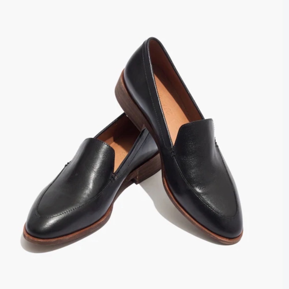 Aerosoles Vintage Y2K East Side Black Leather Pointed Loafers Women's Size 8M